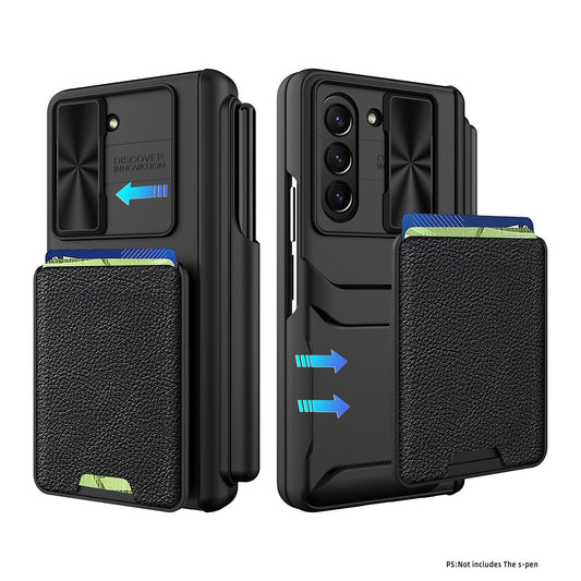 Samsung Galaxy Z Fold 4 5G Phone Case with S Pen Holder& Card Holder& Screen Protector& Slide Camera Cover