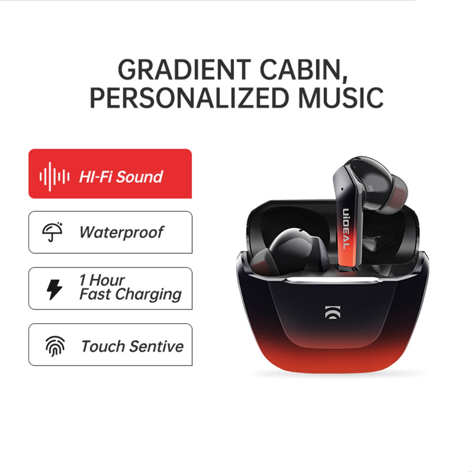 Black & Red UiDEAL ColorCube Buds - Premium Bluetooth Earbuds